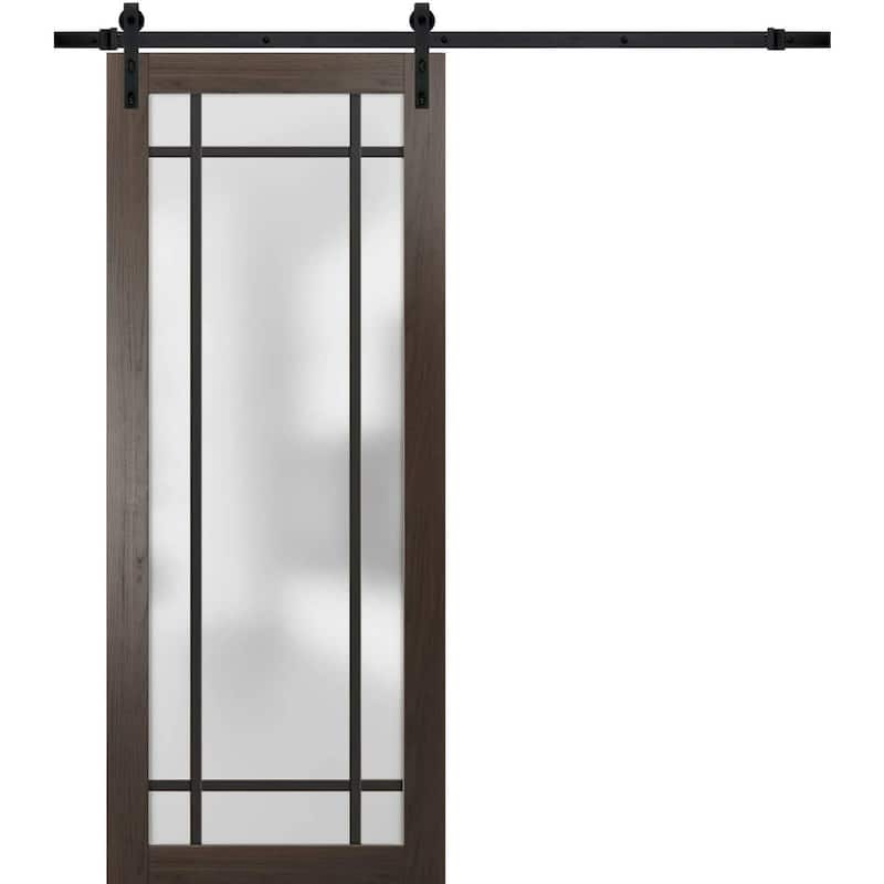 Sturdy Barn Door 36 x 80 Planum 2112 Chocolate Ash 6.6FT - Grey - 36" x 96"