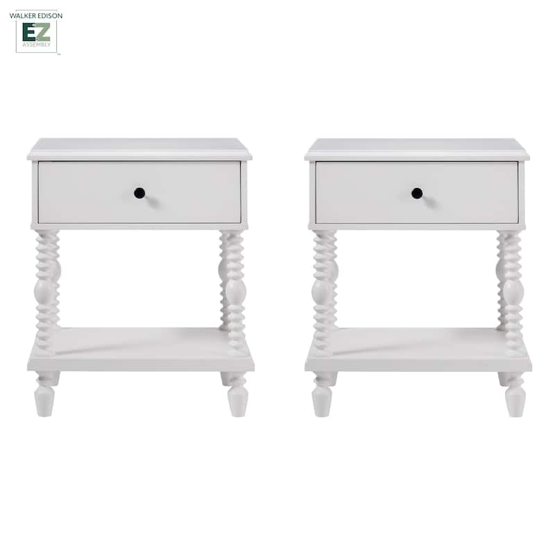 Walker Edison Easy Assembly Solid Wood 1-Drawer Nightstand (Set of 2)