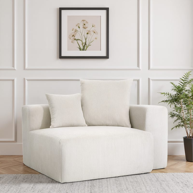 Corduroy Upholstered Modular Sectional Sofa with Ottoman