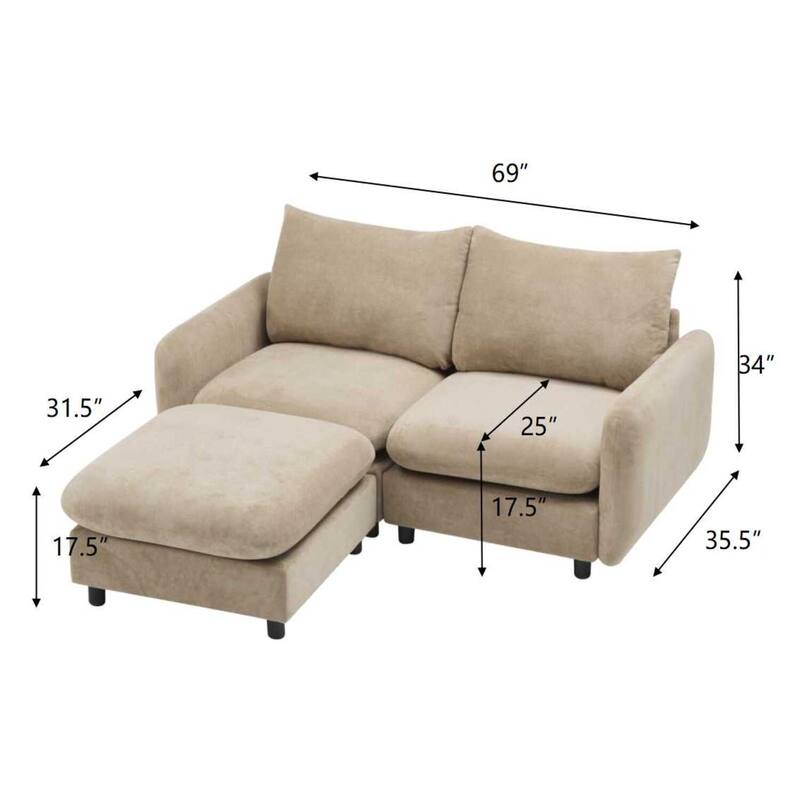 Christopher Knight Home - Lyn Modern 2-Seater Modular Upholstery Sectional Loveseat Sofa with Ottoman