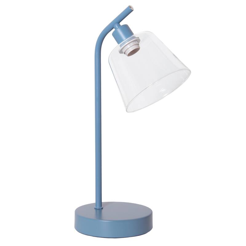 Angled Desk Lamp with Clear Ribbed Glass Shade - 15.75" - Blue