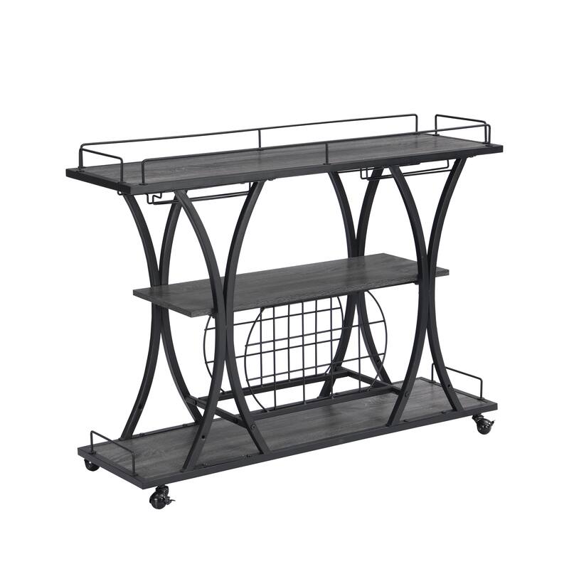Industrial Bar cart Kitchen Bar&Serving cart for Home with Wheels 3 -Tier Storage Shelves