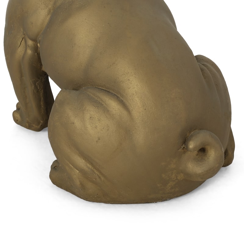 Outdoor Dog Garden Glass Sculpture, Outdoor French Bulldog Garden Statue, Rustic Gold, No Assembly Required