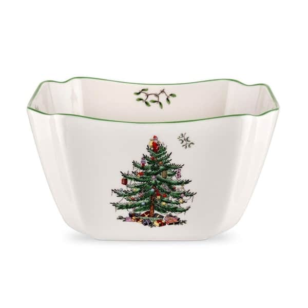 slide 2 of 10, Spode Christmas Tree Square Bowl 6.75 Inch - 1 Piece