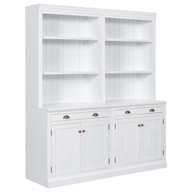 83.4"Tall Bookshelf Suite, Modern Bookcase Suite with LED Lighting,Doors and Drawers,2-Piece Set Storage Bookcase