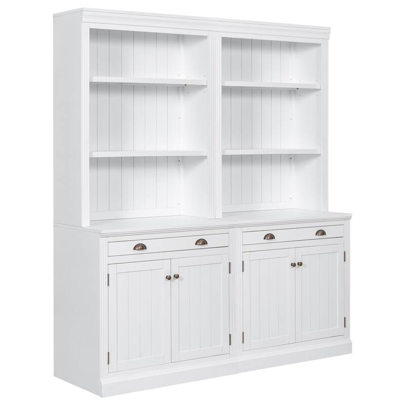 Tall Bookshelf Suite,Modern Bookcase Suite 2-Piece Set Storage Bookcase 2 Drawer and Open Shelves,for Home Office,White