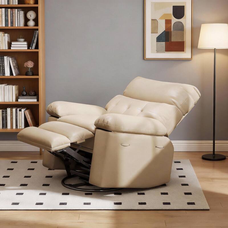 26.77"W Oversized Extra Wide Manual Recliner Chair, with Overstuffed Arms & Back Support - Beige