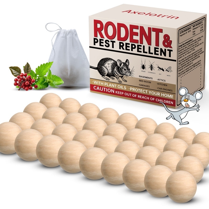 34 Peppermint Oil Repellent Balls for Mice Rats Effective Indoor/Outdoor Rodent Control - 34 pcs