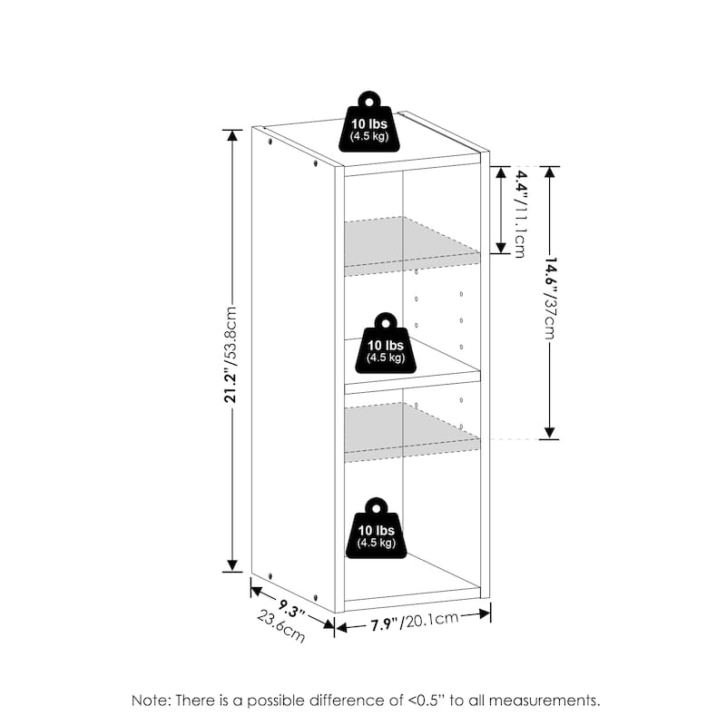 21.18 in. Tall Blackwood Wood 2-Shelf Bookcase