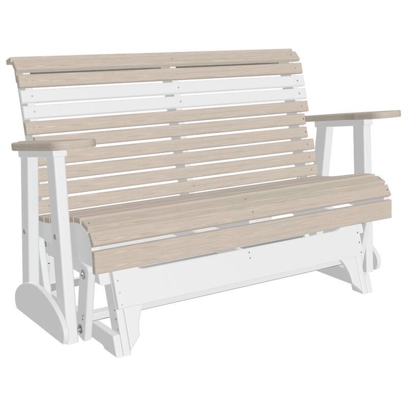 Poly Lumber Plain Rollback Patio Glider - 4' - Birch Woodgrain & White
