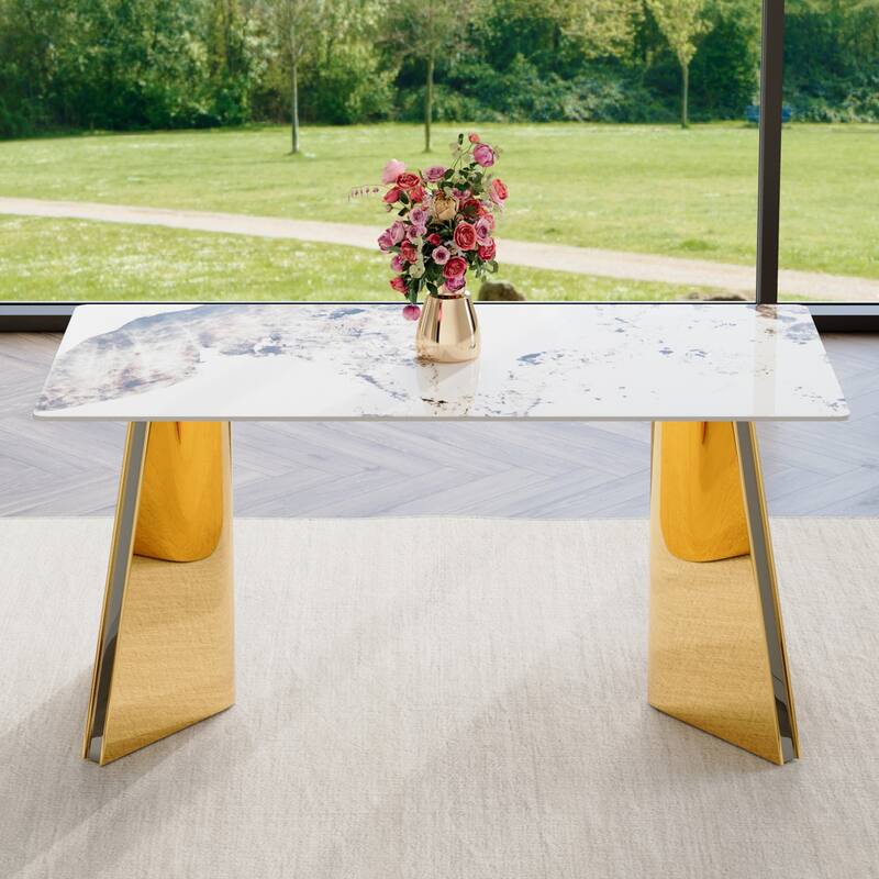 Dining Room Dining Table with Stainless Steel Butterfly Legs Office Table Accent Table Computer Table