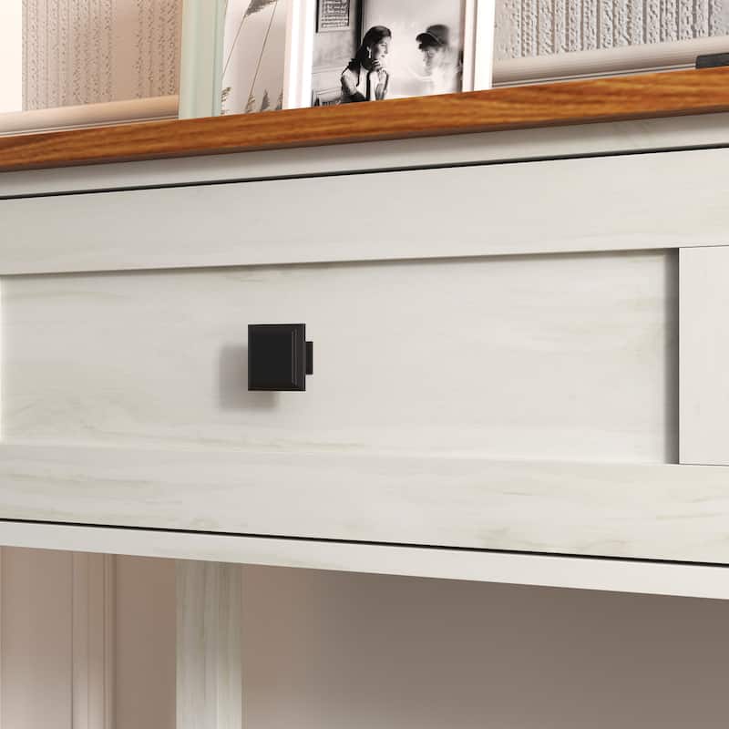 Farmhouse Console Table with 2 Drawers and Bottom Shelf, Rustic Entryway Table for Living Room and Hallway Storage