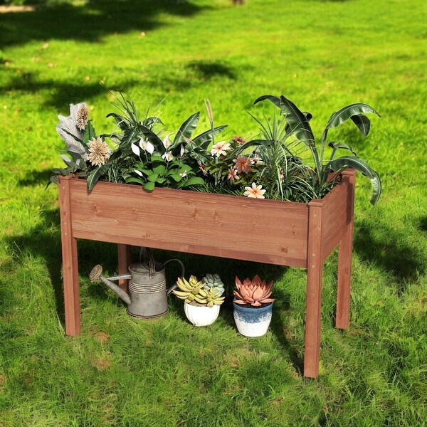 KISRAIS 48x24x30 inch Outdoor Elevated Wooden Planter Box - Bed