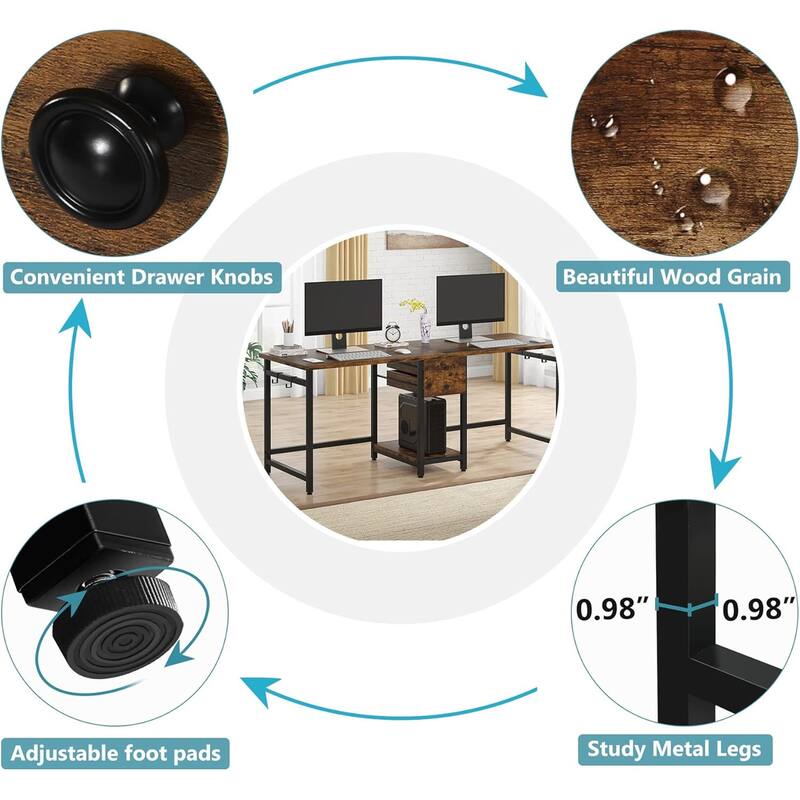 79" Two-Person Industrial Computer Desk
