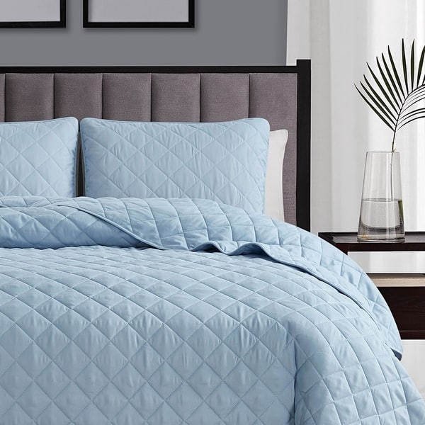 slide 2 of 42, Modern Ultra Soft Microfiber Traditional Diamond Quilting Coverlet Quilt Set