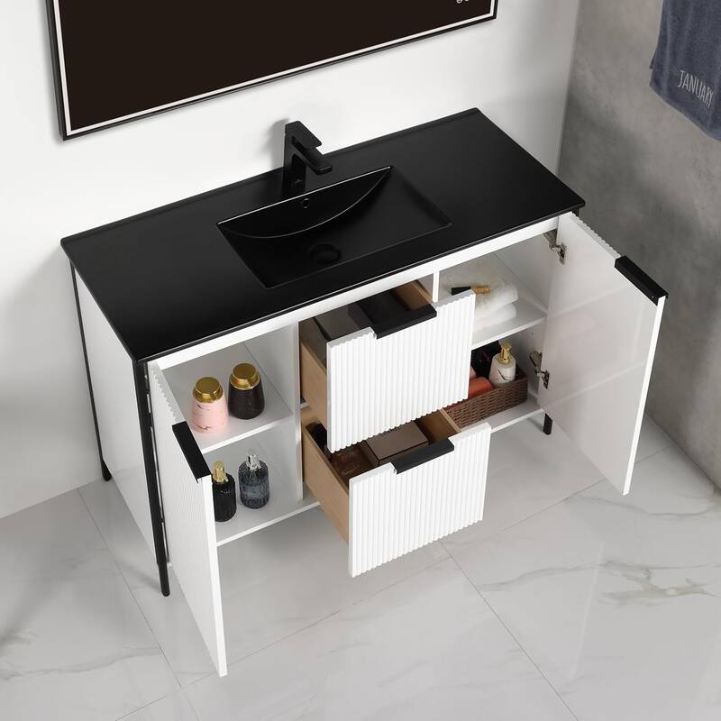 Blossom Annecy 48" Freestanding Bathroom Vanity w/ Black Ceramic Sink