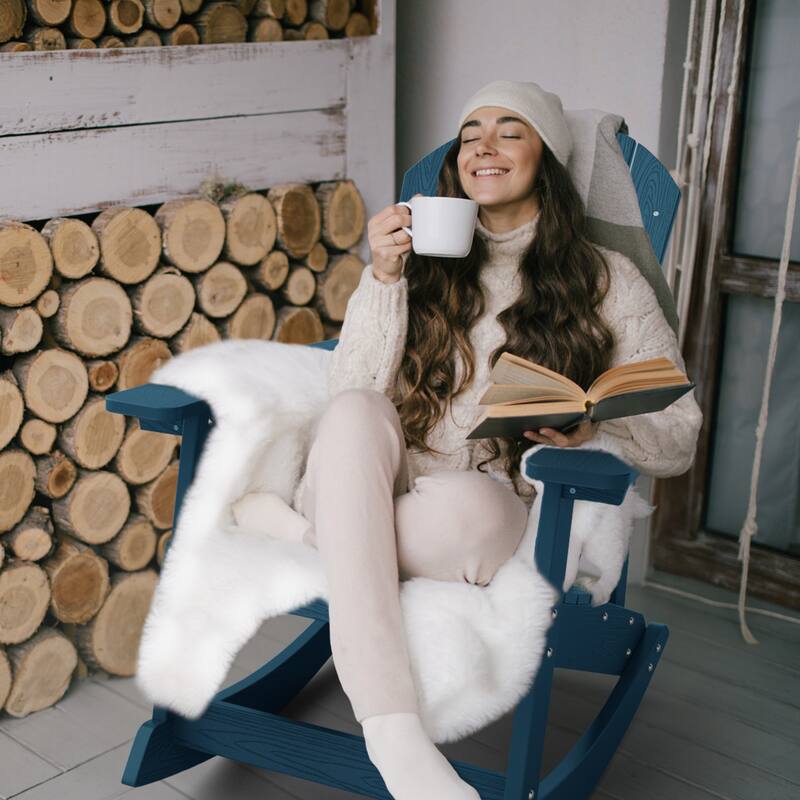 WINSOON HIPS All Weather Outdoor Indoor Oversized Rocking Chair,Adirondack Rocking Chair Set of 4