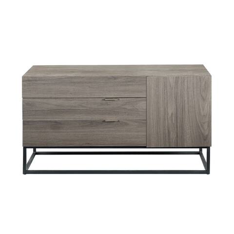 Lyla 47 Inch Wood Console Sideboard Table, 3 Drawer, 1 Cabinet, Grey