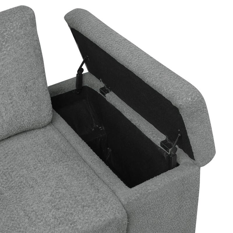 Innovative L-Shaped Convertible Sofa Bed with Ample Storage, USB Ports, and Retractable Backrest