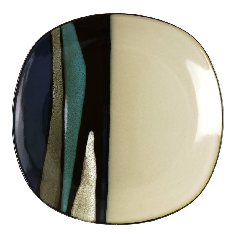 Lamia 12 Piece Square Stoneware Dinnerware Set in Blue