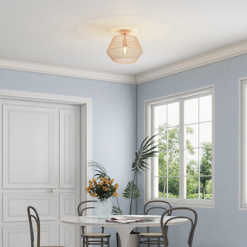Bohemian Natural Drum Rattan Hanging Pendant Light