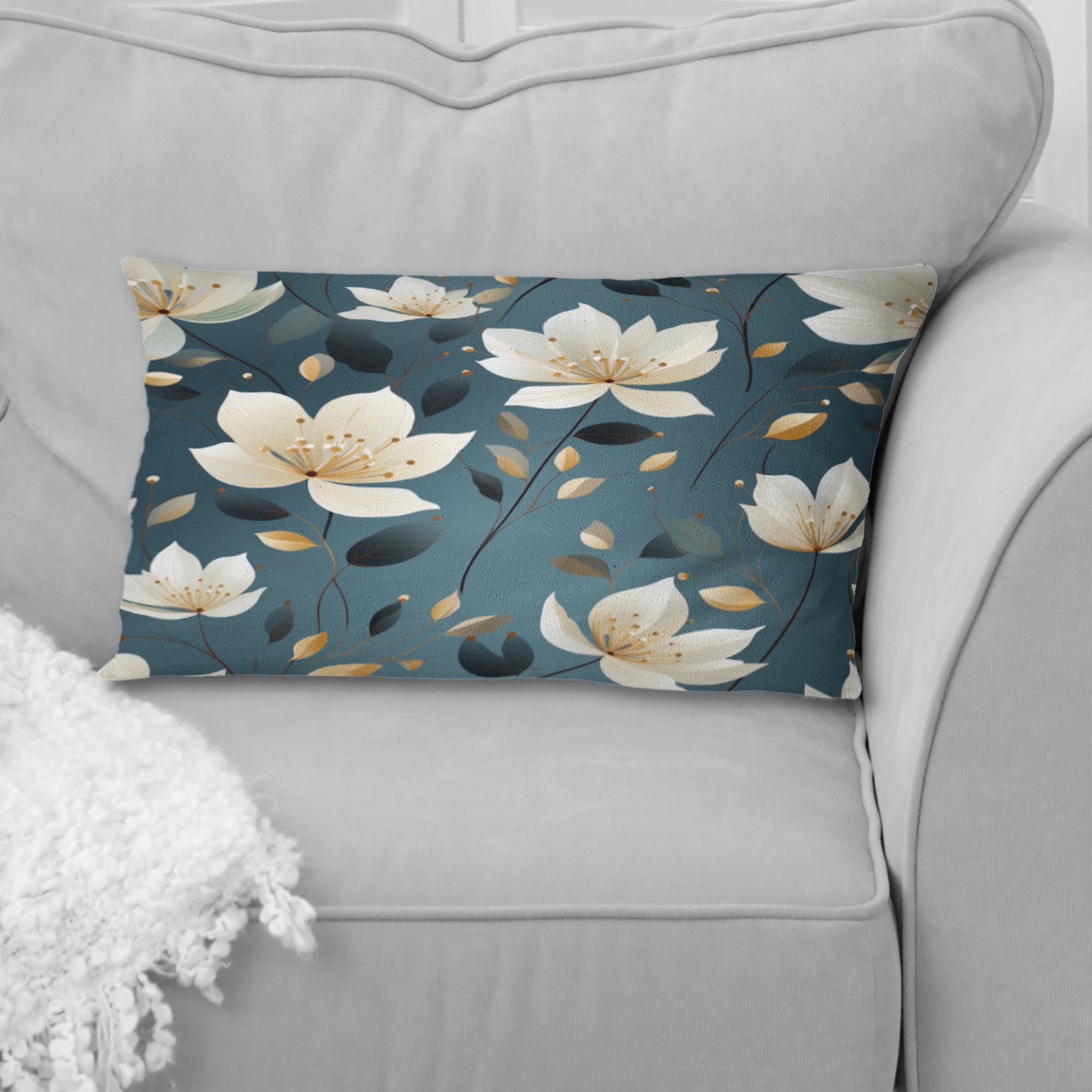 Design Art Elegant Floral Pattern Floral Printed Throw Pillow
