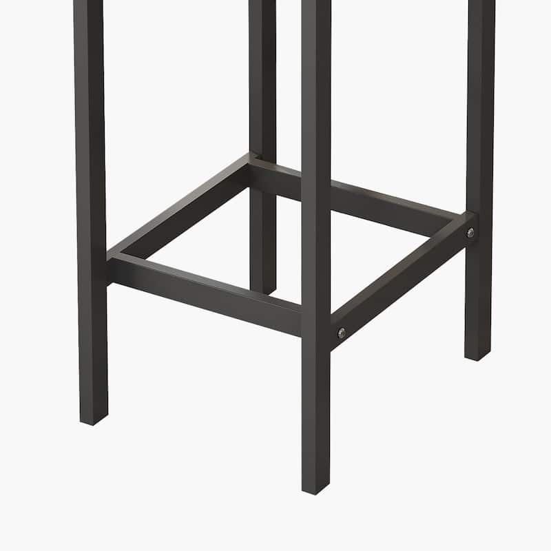 Long Dining Table Set with 3 Stools Pub Kitchen Set Side Table with Footrest