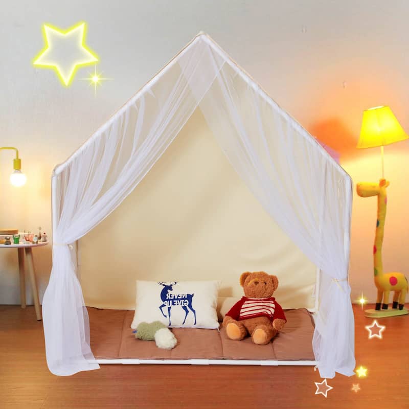 Yurt Style Kids Tent with Floor Mat and Light for Toddlers - 52 x 36.2 x 60.2 in