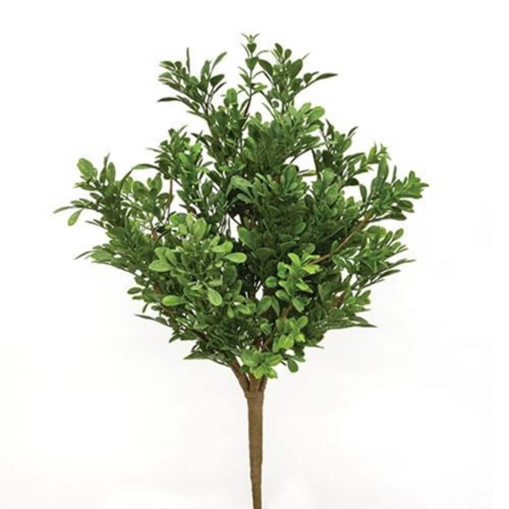 19" Artificial Boxwood Bush Stem with Flexible Brown Core for Vase Filler and Home Decor Accents - 19 Inches