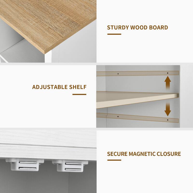 Rolling Kitchen Island Cart On Wheels With Drawer Open Shelves & Spice Rack With Storage For Dining Room