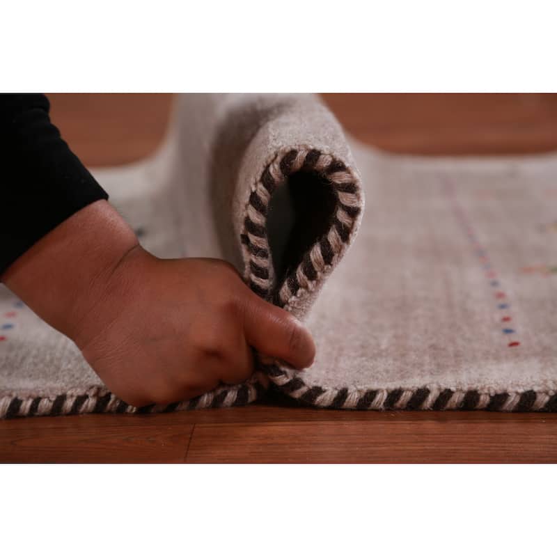 Hand Knotted Oriental 100% Wool Carpet Tribal Animal Pictorial Brown Gabbeh Area Rug - 4' 11'' X 2' 11''
