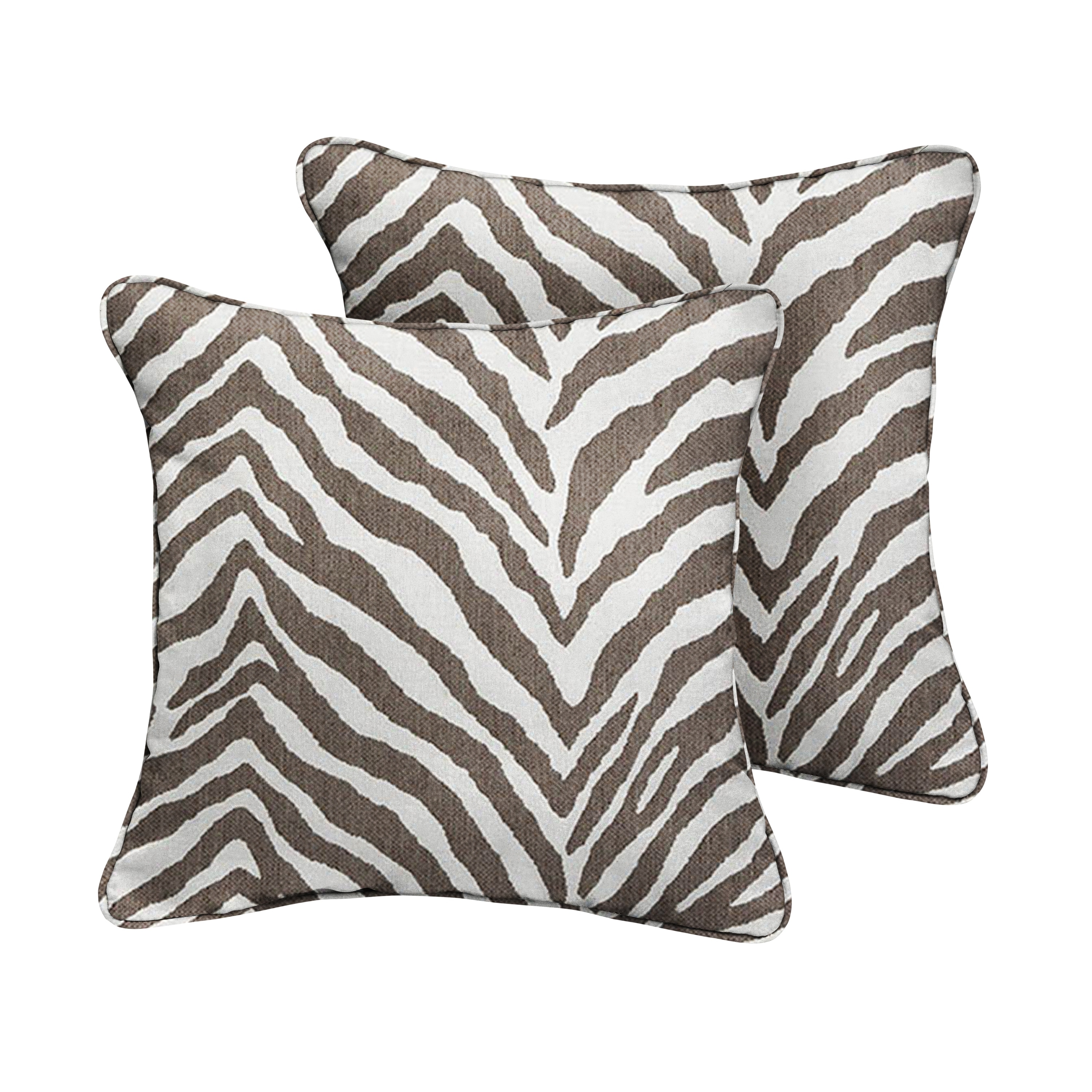 Shop Black Friday Deals On Sunbrella Grey Zebra Indoor Outdoor Pillows Set Of 2 Corded Overstock 31288314
