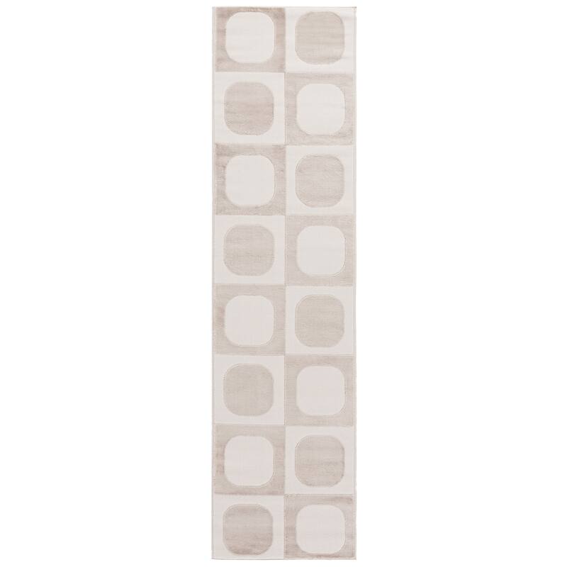 SAFAVIEH Saylor Ninia Modern Contemporary Rug - 2' x 8' Runner - Beige/Ivory
