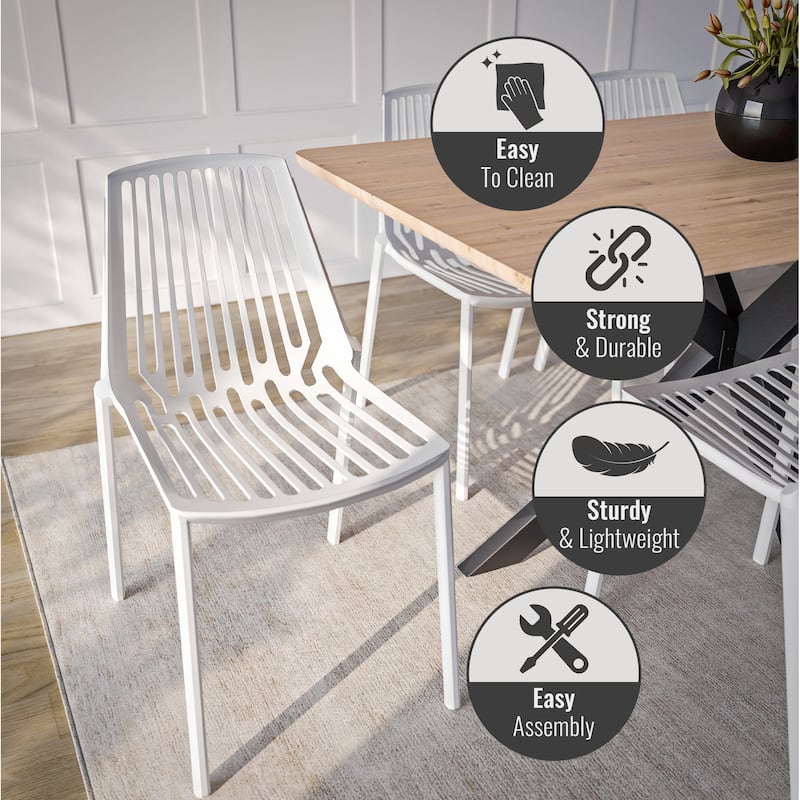LeisureMod Acken Mid-Century Modern Plastic Dining Chair, Set of 4 - 30.7"