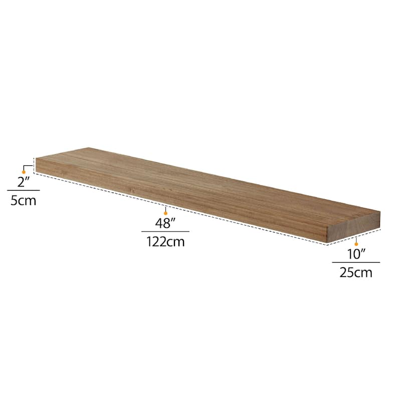 Wallniture Bois Wood Board 48" Long, 10'' Deep, 2" Thick, Hidden Bracket Shelf for Wall, Kitchen Shelf, Special Walnut, 1Pc