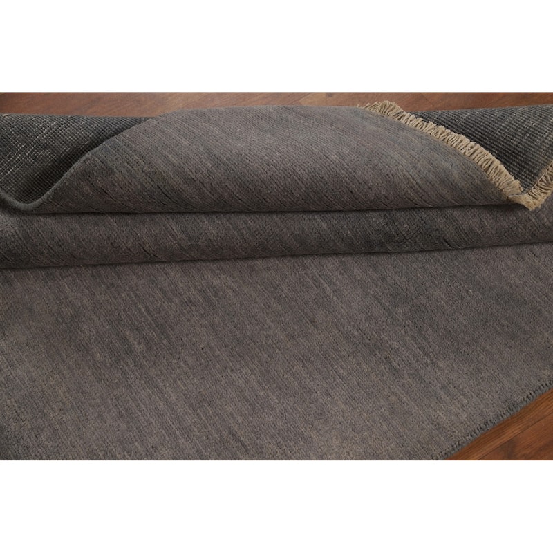 Gray Gabbeh Modern Rug Handmade Wool Carpet - 4'0"x 5'10"