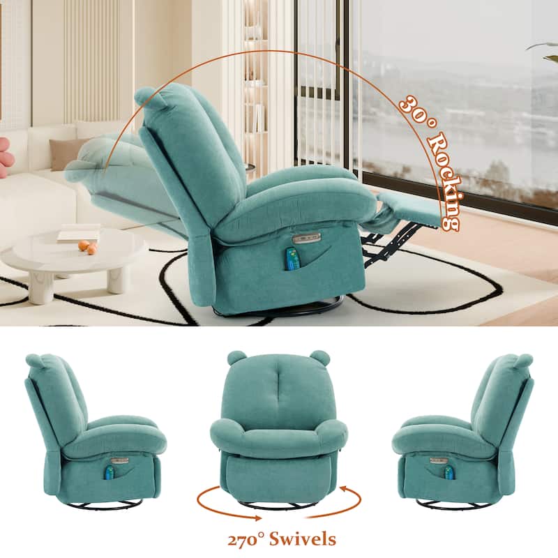 XINMICS Swivel Recliner Chair, Glider Rocking Power Recliner with Massage and Heated (Set of 2)
