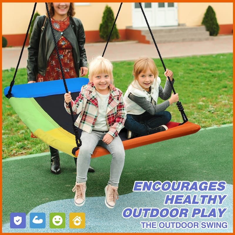 Trekassy 700lb Giant 60" Skycurve Platform Metal Tree Swing for Kids and Adults Wear- Resistant with 2 Hanging Straps - N/A