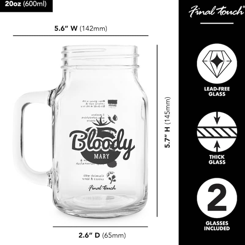 Final Touch Bloody Mary Mason Jar Mugs Set