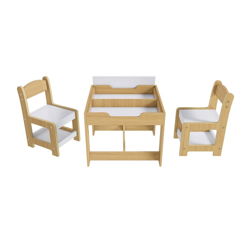 3-in-1 Kids Study Table & Chairs Set - Multi-Functional Activity Table with Detachable Blackboard Top