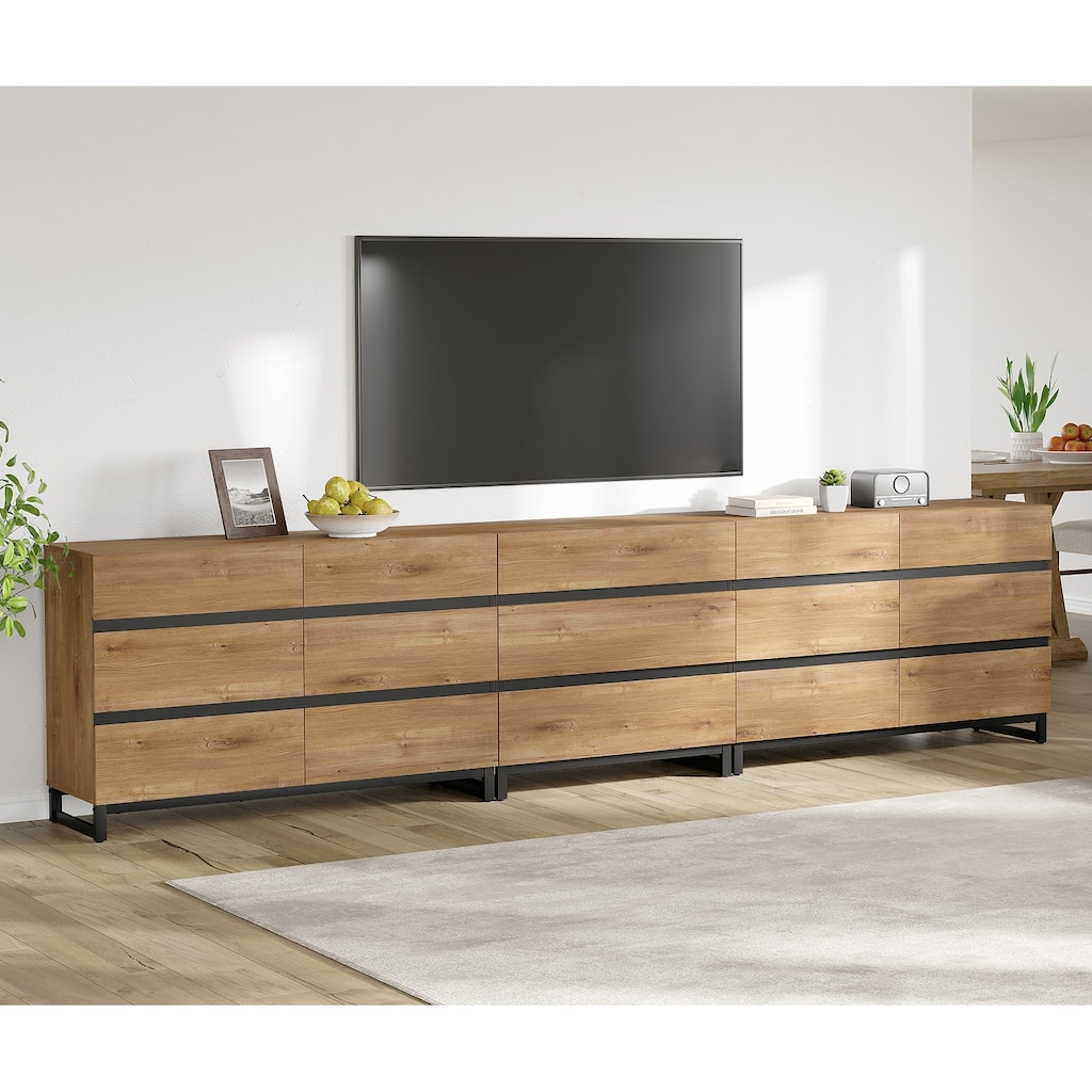 3 in 1 TV Stand for TVs up to 120 inches, Modern TV Console with 15 Drawers, Media Console for Living Room, Bedroom