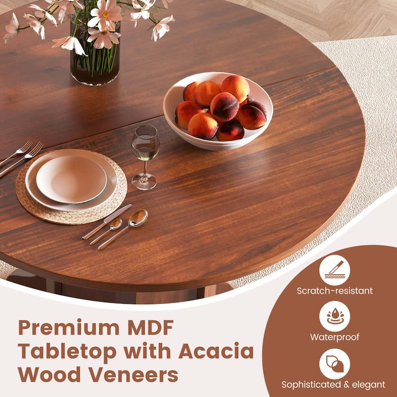 Costway 42" Wooden Kitchen Table Round Dining Table with Pedestal Base - See Details