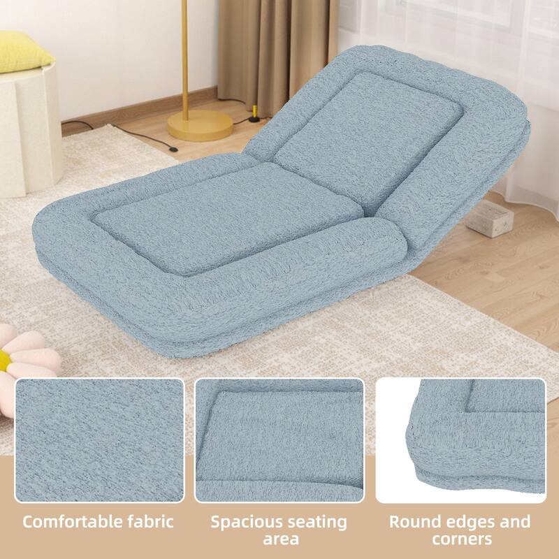 Folding Sofa Chair with 5 Adjustable Positions Plush Floor Lounge Chair for Gaming, Meditation, and Relaxation