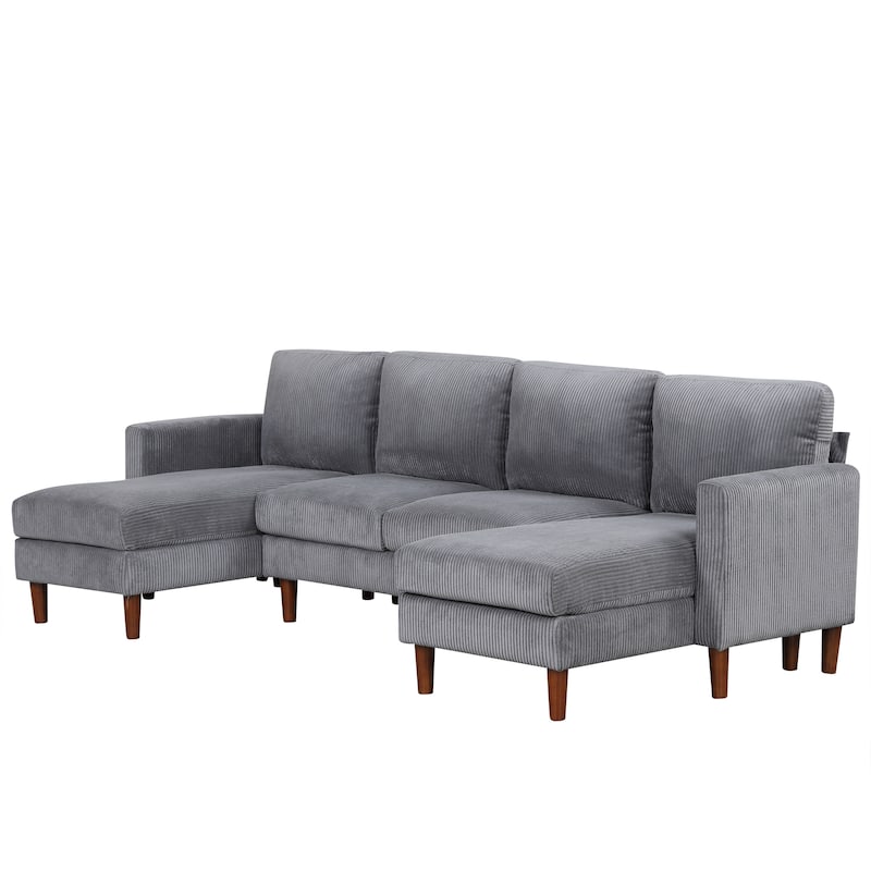 Grey 103" Versatile U-Shaped 4-Seat Sofa with 2 Chaises
