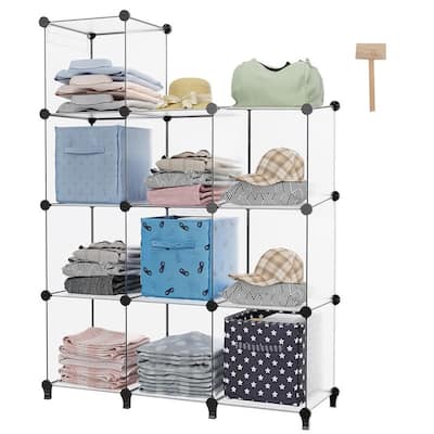 10 Cube Stackable Shoe Rack Organizer DIY Plastic Shoe Storage Cabinet for Closet & Entryway White - N/A