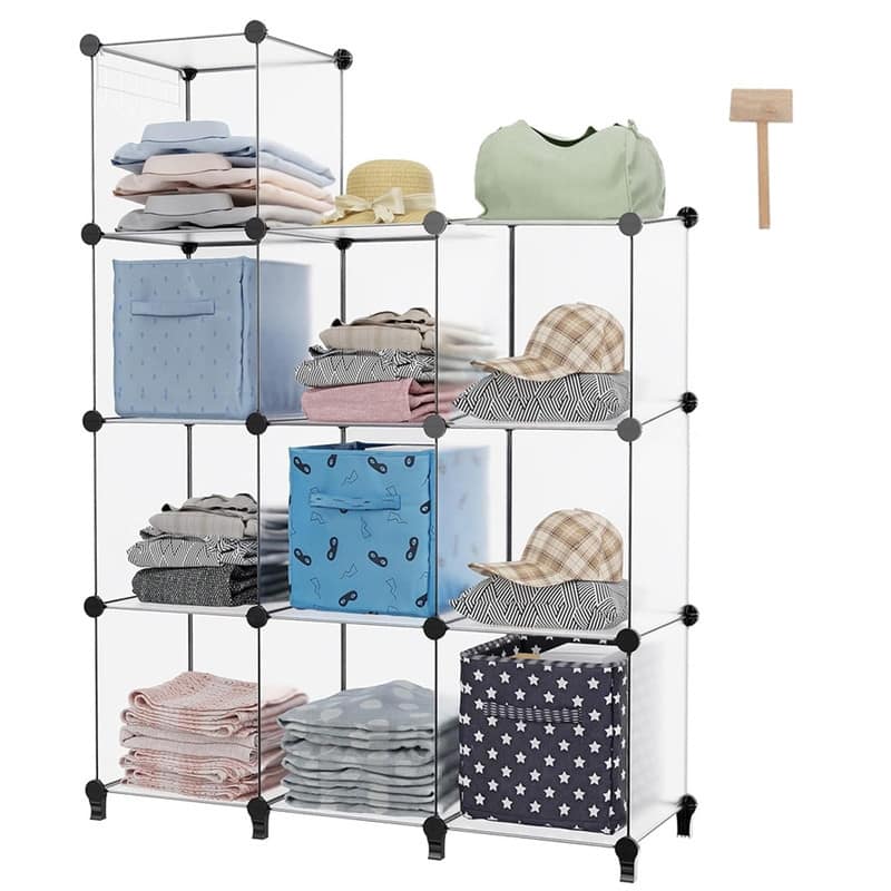 10 Cube Stackable Shoe Rack Organizer DIY Plastic Shoe Storage Cabinet for Closet & Entryway White - N/A