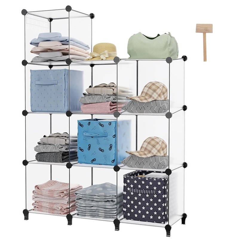 10 Cube Stackable Shoe Rack Organizer DIY Plastic Shoe Storage Cabinet for Closet & Entryway White