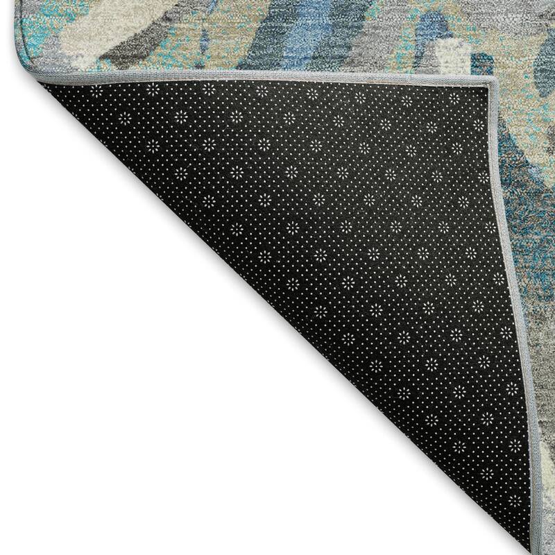 Machine Washable Indoor/ Outdoor Abstract Floral Chantille Rug