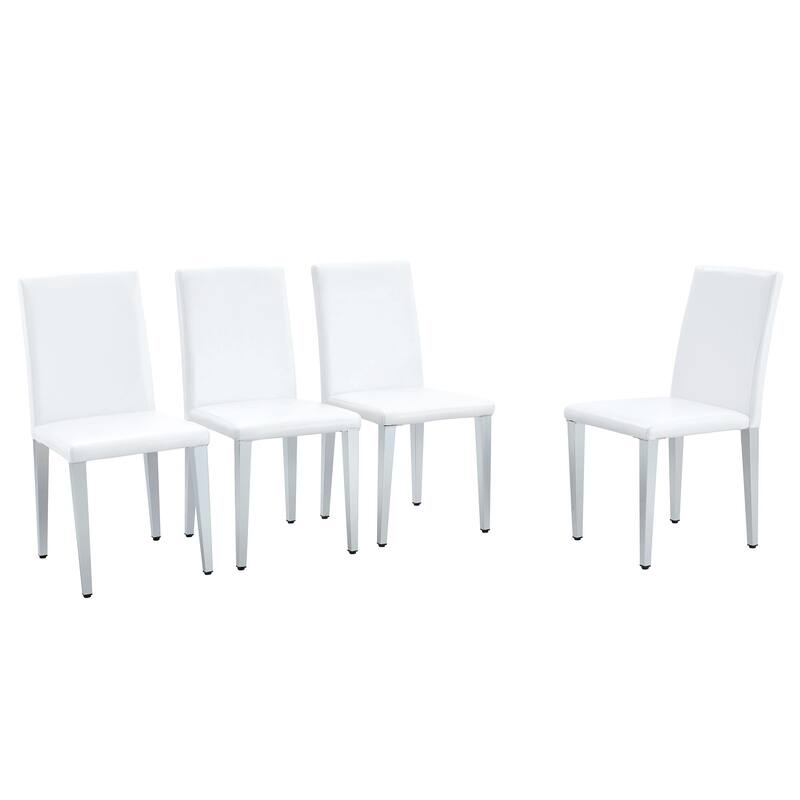 Set Of 4 Pu Leather Backrest Chairs With Metal Legs