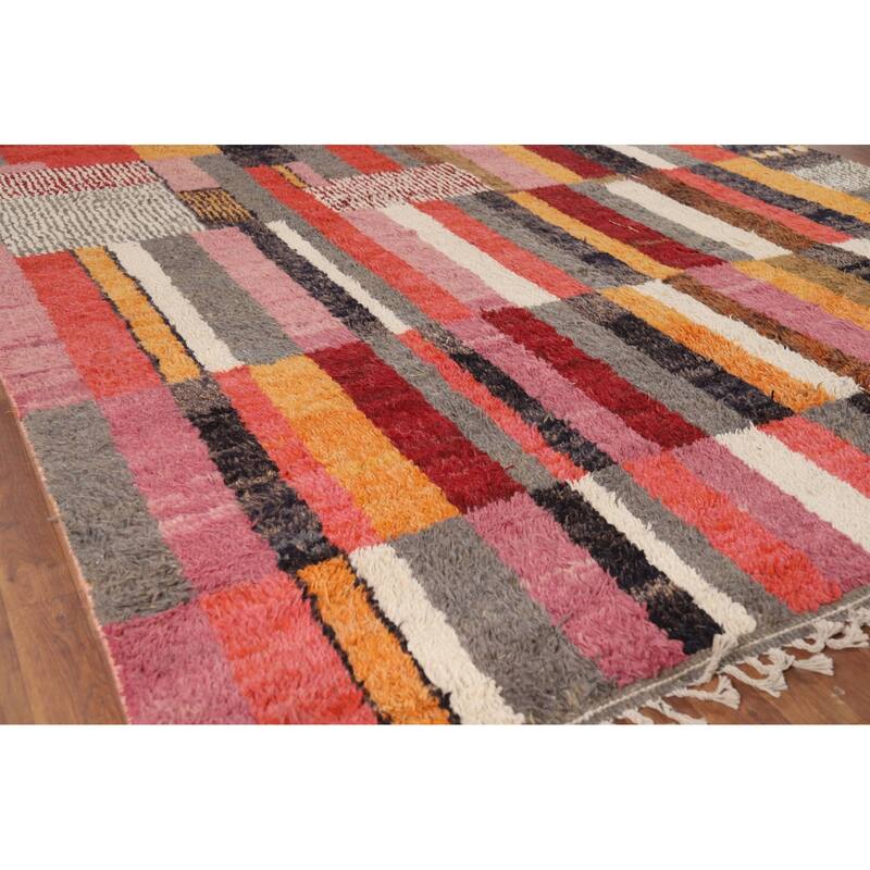 All-Over Plush Moroccan Oriental Area Rug Hand-Knotted Wool Carpet - 8'1" x 10'1"